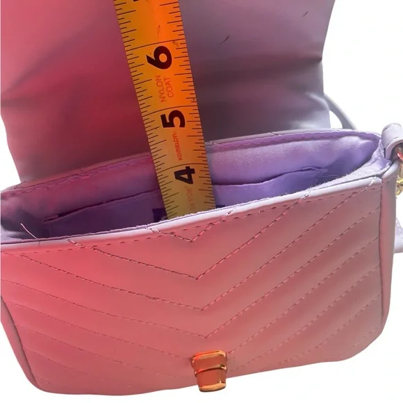 Claire's Pastel Purple Crossbody Bag with Chain Strap and Quilted Design - Picture 10 of 14